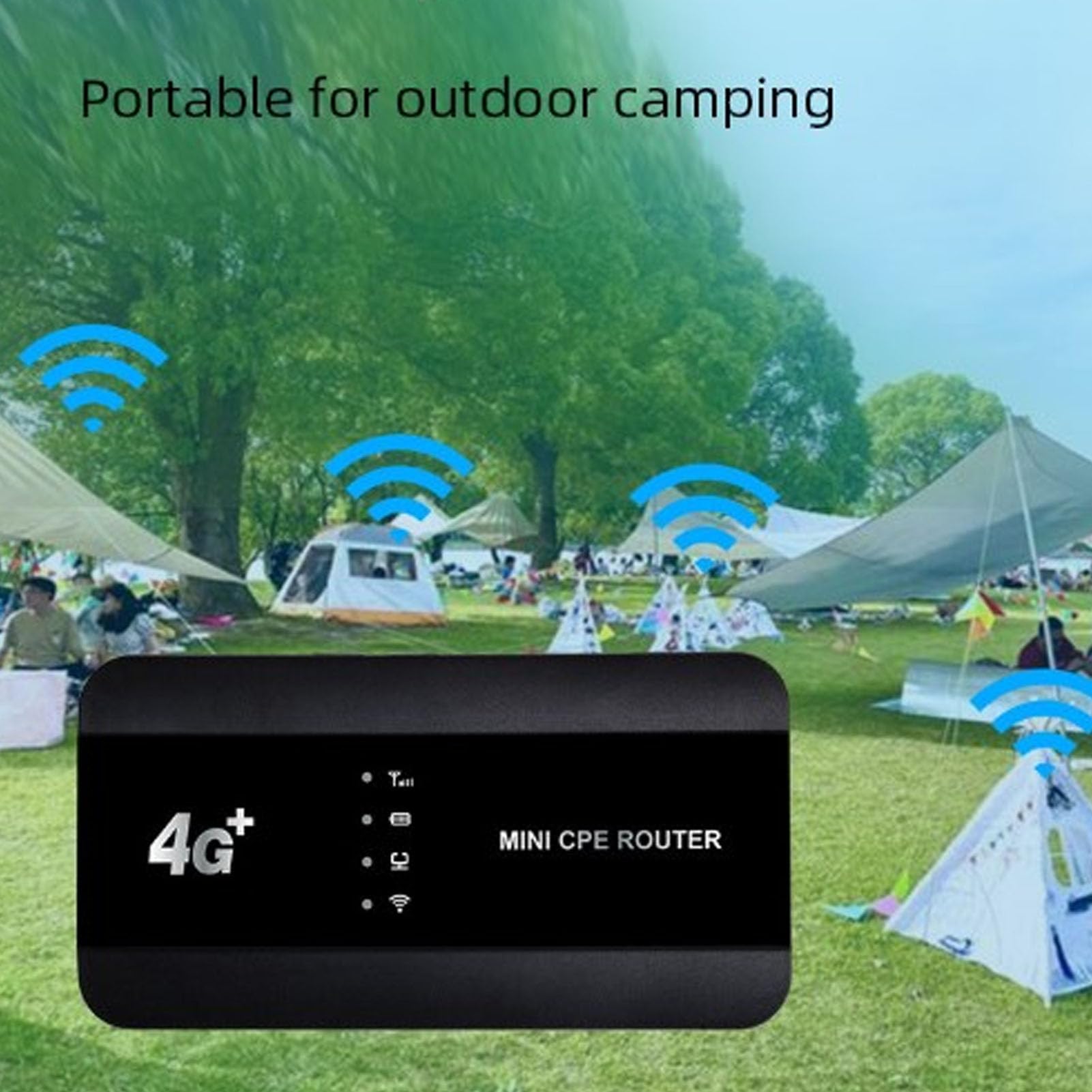 Mini Router CPE, Szybki Router Gigabit Ethernet 4G LTE WiFi 6 300 Mb/s z Portem RJ45 i Gniazdem Karty SIM Typu C. Ładowanie. Przenośny Router podróżny. Obsługa 10 Użytkowników