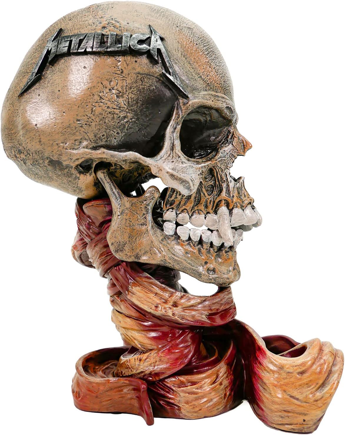 Metallica Pushead Skull, Officially Licensed Metallica Collectible, Sad But True Inspired Skull, Heavy Metal Decor, Hand-Painted Resin, 23.5cm