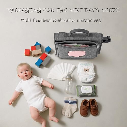 Miniatura 6 de Cambiador de pañales portátil para bebé, bolsa de viaje para cambiador de pañales para bebé con bolsillo para toallitas, cambiador portátil de