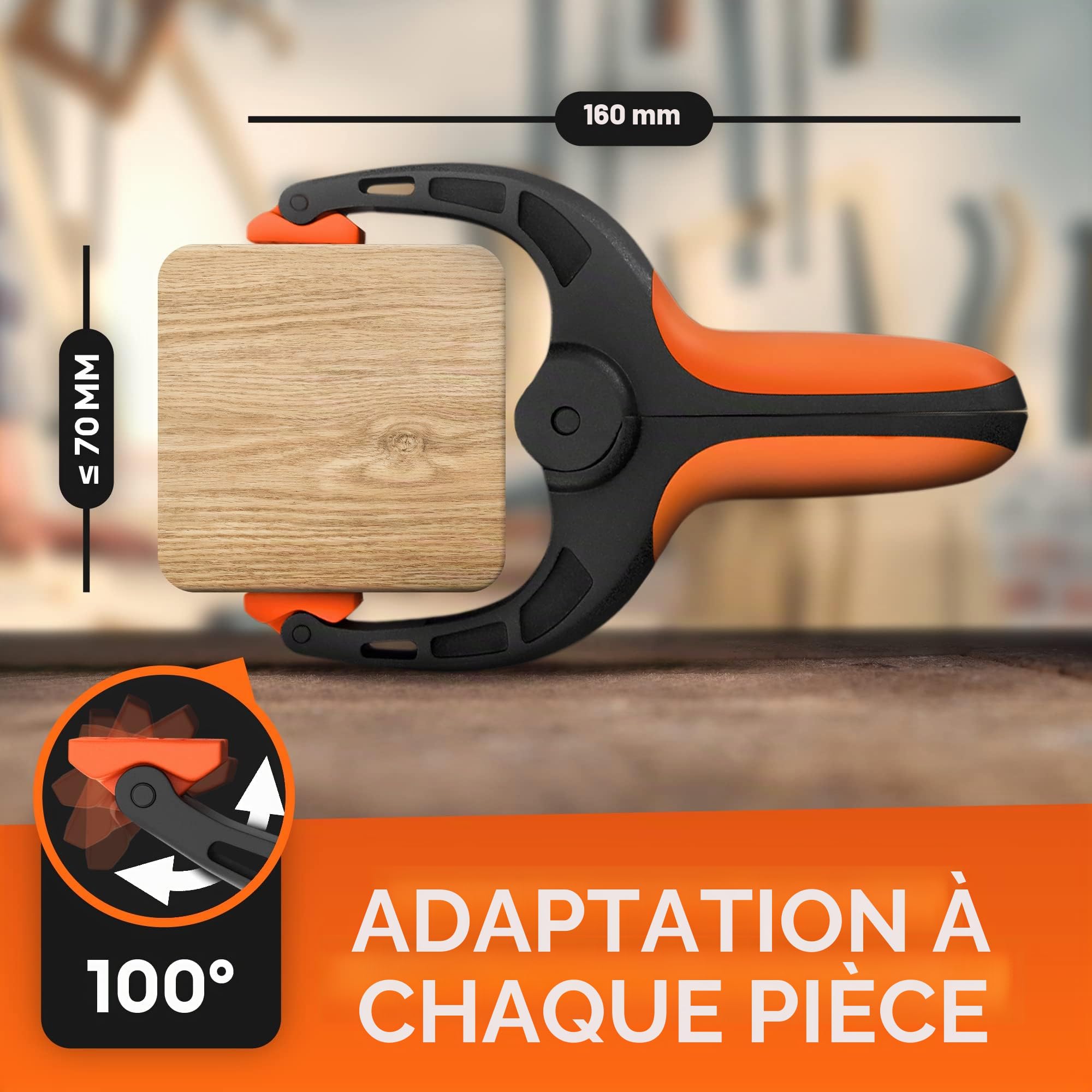 Lot de 8 serre-joints en nylon incassable - Pinces à ressort pour colles, piscine, photographie - Serre-joints à ressort avec force de serrage et envergure élevées