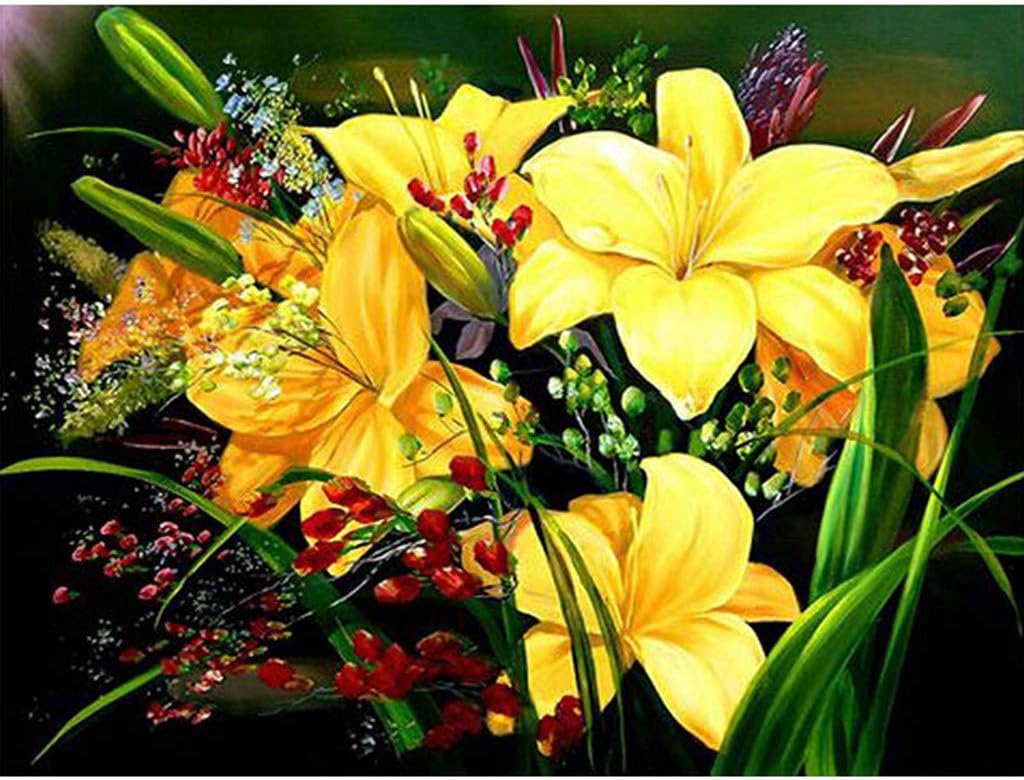 Jieou 5D Full Drill Diamond Painting Animal Flower Carrot Print Embroidery Kits Cross Stitch Rhinestone Pasted Wall Decor Home Decor Bedroom Living Room TV Backdrop Gift Present (40x30cm, D)