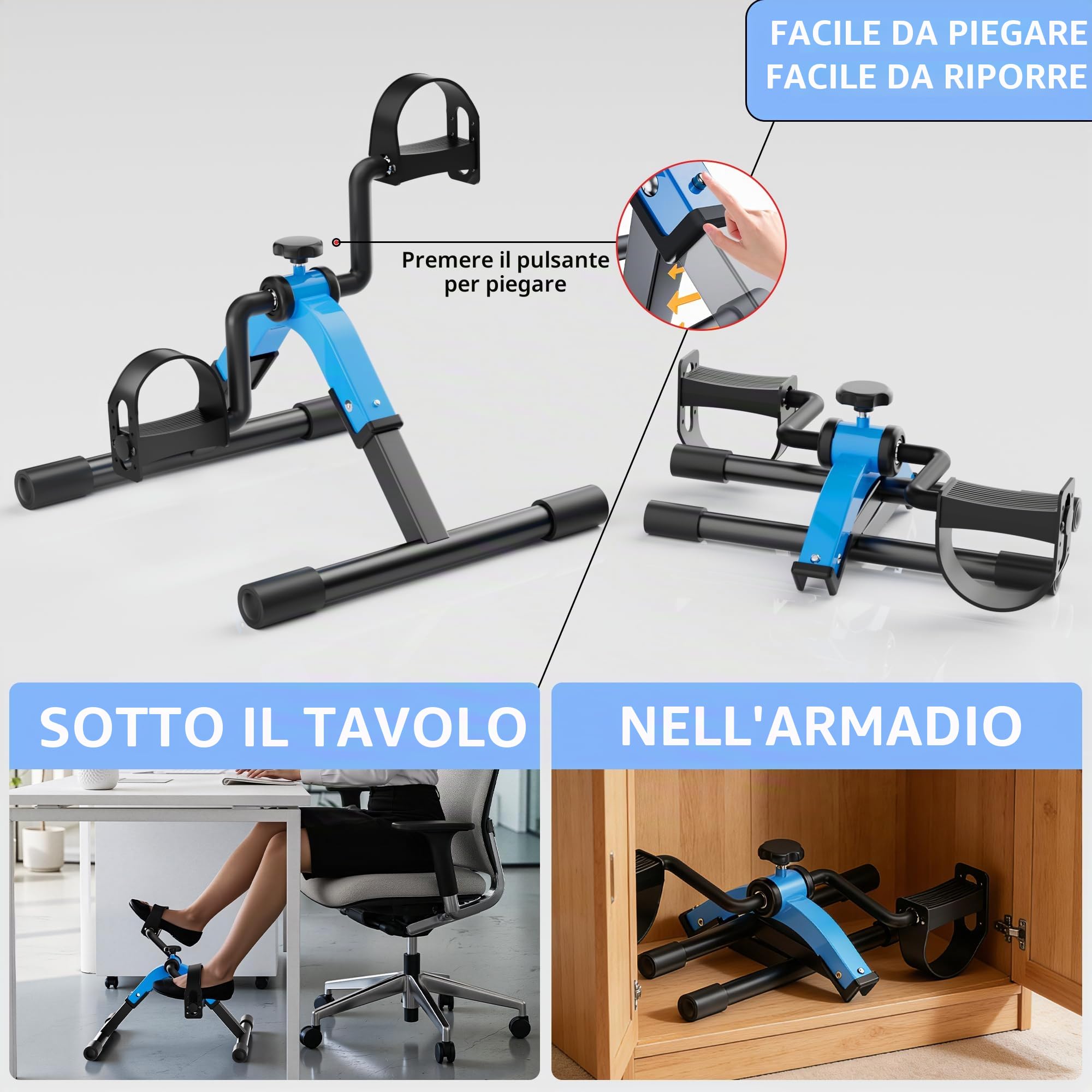 Pedale Exerciser Mini Cyclette per gamba e braccio basso impatto Exercisce Pedalatore pieghevole
