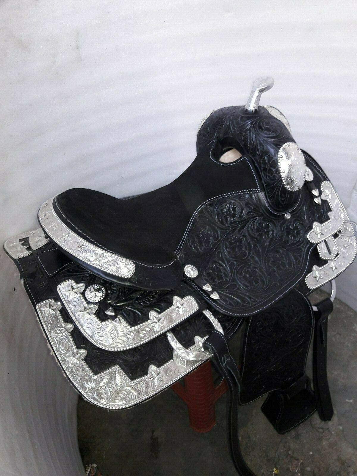 Equestrian Universe Western Sella Fully Show con Silver Corner Canchos & Saddlepad (nero)