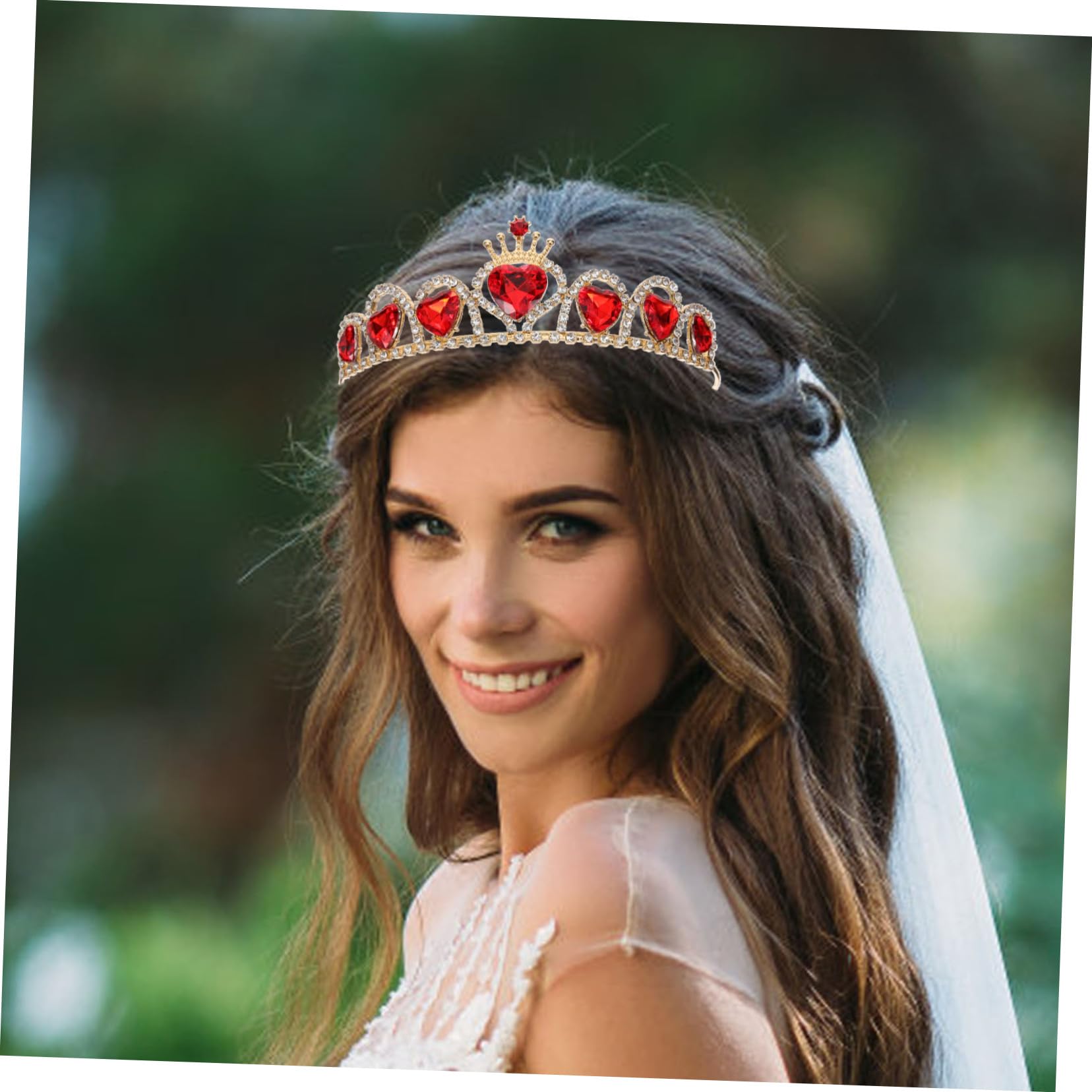 Diadema de Novia Roja con Adorno de Cobre, Hierro y Acrílico