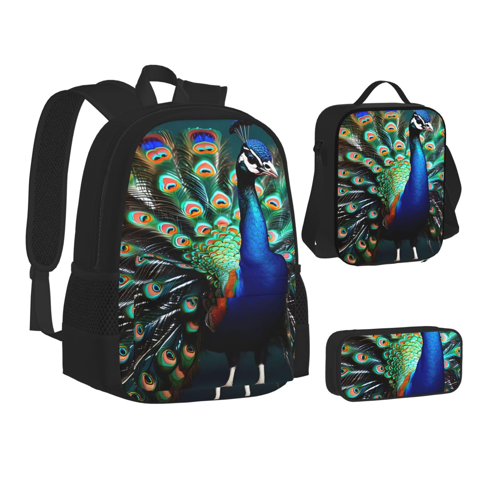 Zaino, borsa portapranzo, astuccio, set da 3 pezzi, per lavoro e