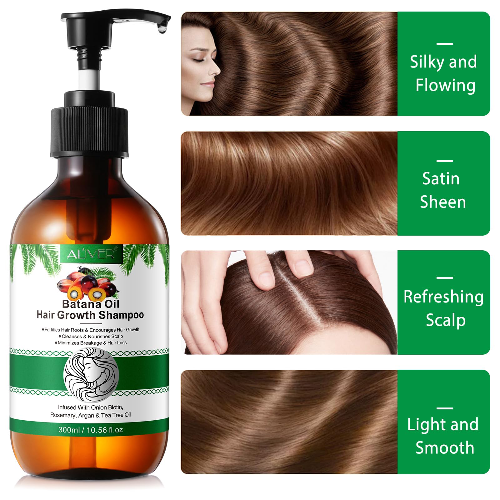 Batana Herbal Champú para adelgazamiento del cabello, 300 ml, Romero, Aceite de Argán y Biotina de Cebolla