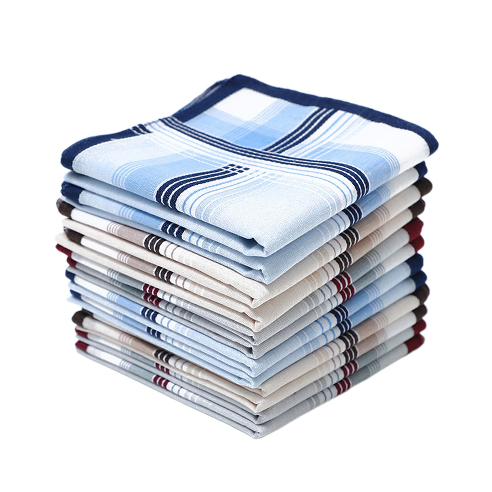 Fentency 12pcs 40x40cm Male Stripe Handkerchiefs Colorful Hankies Pocket Stripe Pattern Pocket Square Handkerchiefs for Male