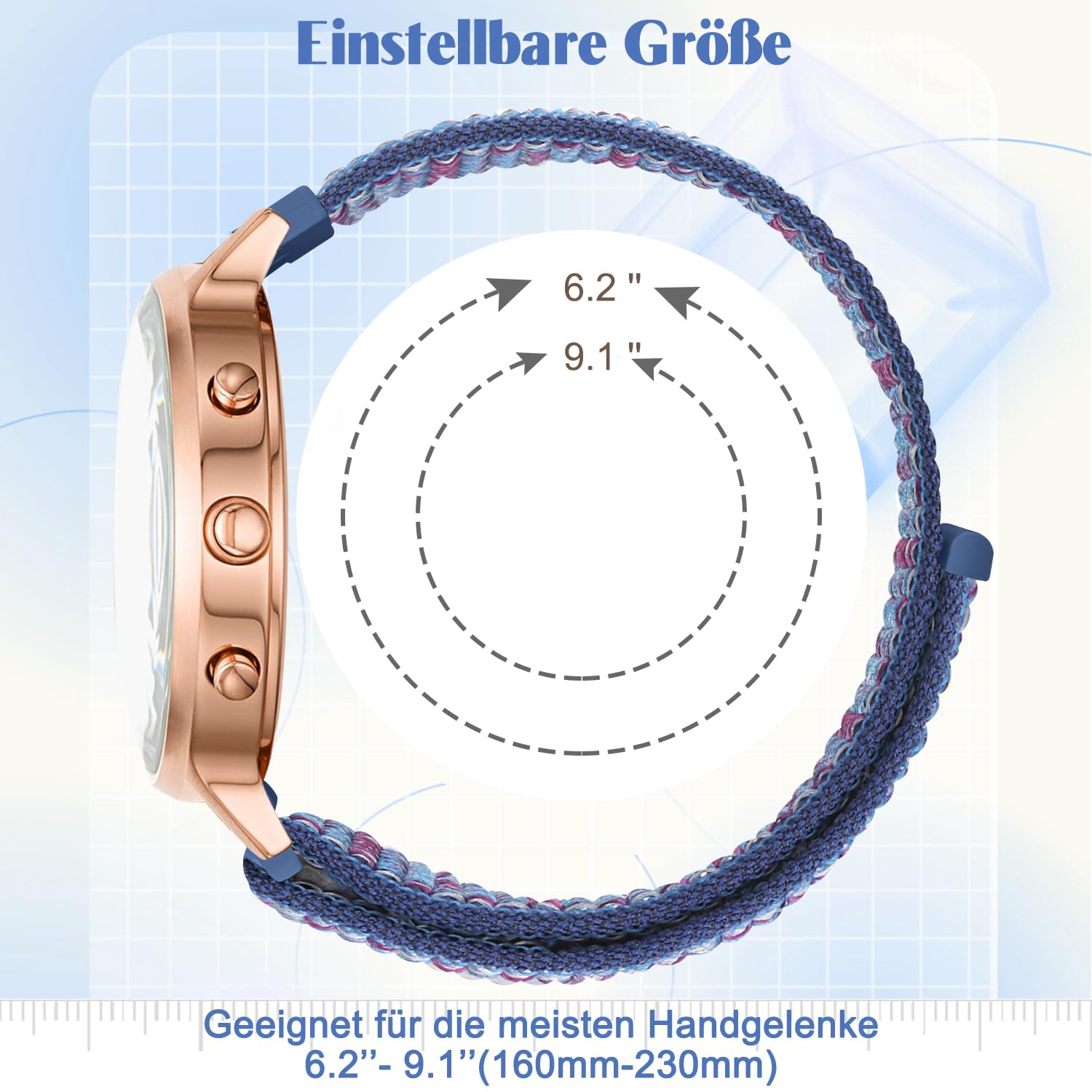 Amzpas Nylon Armband 18mm Für Garmin Venu 2S/3S, Vivoactive 4S Uvm. – Verstellbar, Geflochten, Leopardenprint – Für Damen & Herren