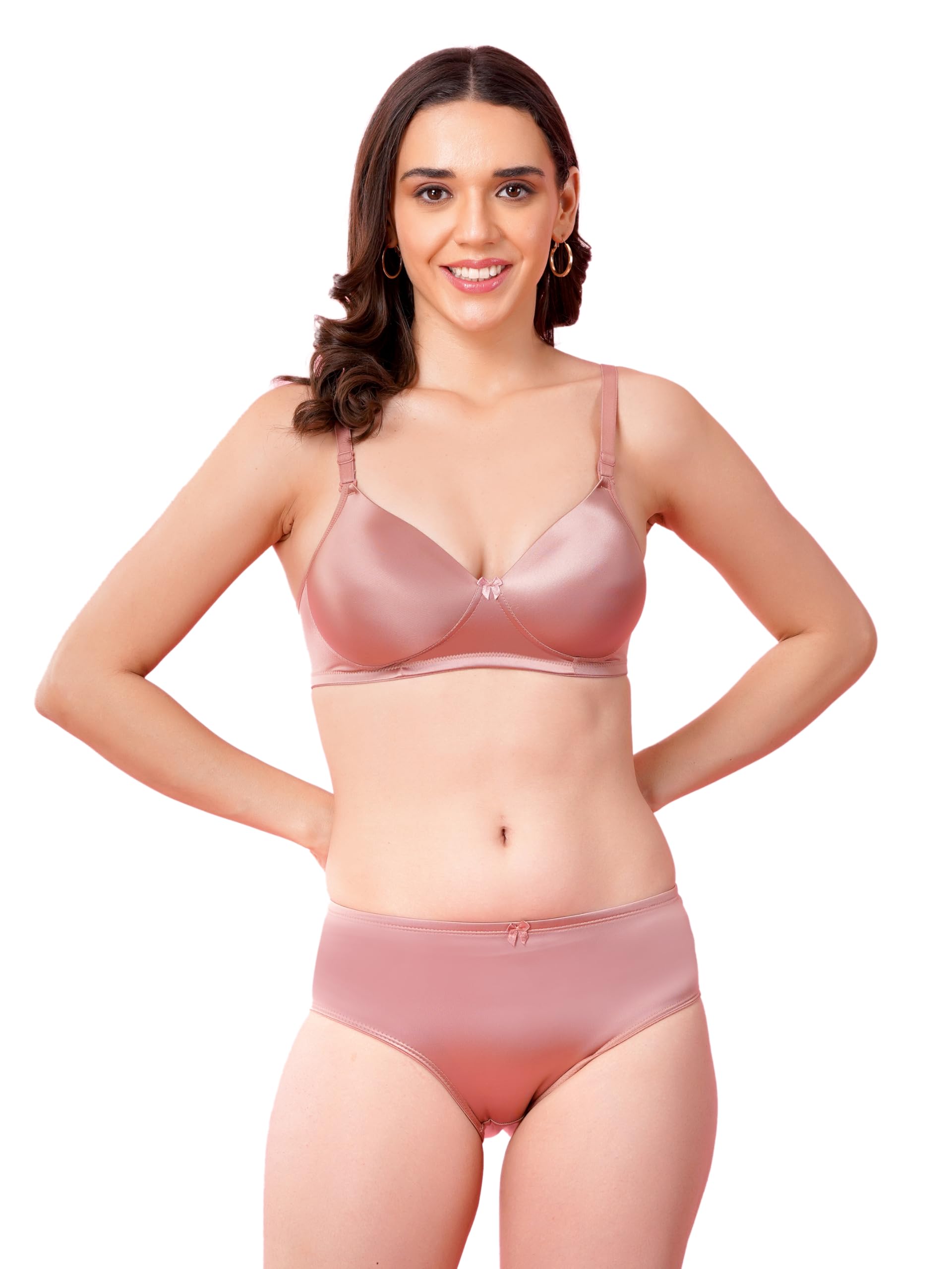 Women’s Solid Non-Padded Non-Wired Bra & Panty Set | Soft Stretch Everyday Comfort Lingerie Set-picture-14