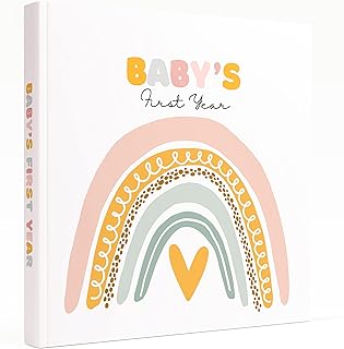 Baby’s First Year Book - Baby Memory Book for Girls to Document, Cherish Moments Baby First Year Baby Keepsake Book, Baby First Year Photo Album with Pocket for Modern Families | Size 9.5x9"