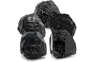 Black Tourmaline Raw Crystals: Natural Stones for Healing & Wellness (5 Pack)