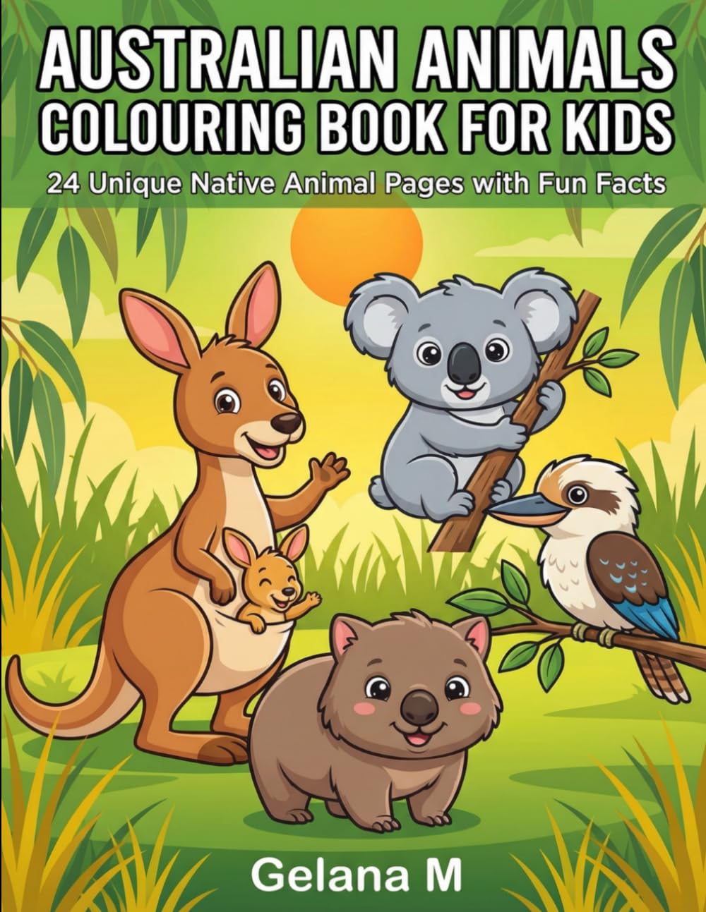 Australian Animals Colouring Book for Kids: 24 Unique Native Animal Pages with Fun Facts