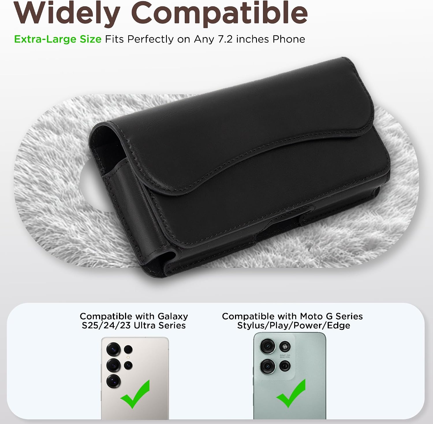 Holster for Galaxy S24 Ultra S23 Ultra S22 Ultra 5G Note 20 Ultra 5G Note 10+ Plus 5G - Premium Cell Phone Case with Belt Clip [Magnetic Closure] Phone Belt Holder for Men, Black image 2