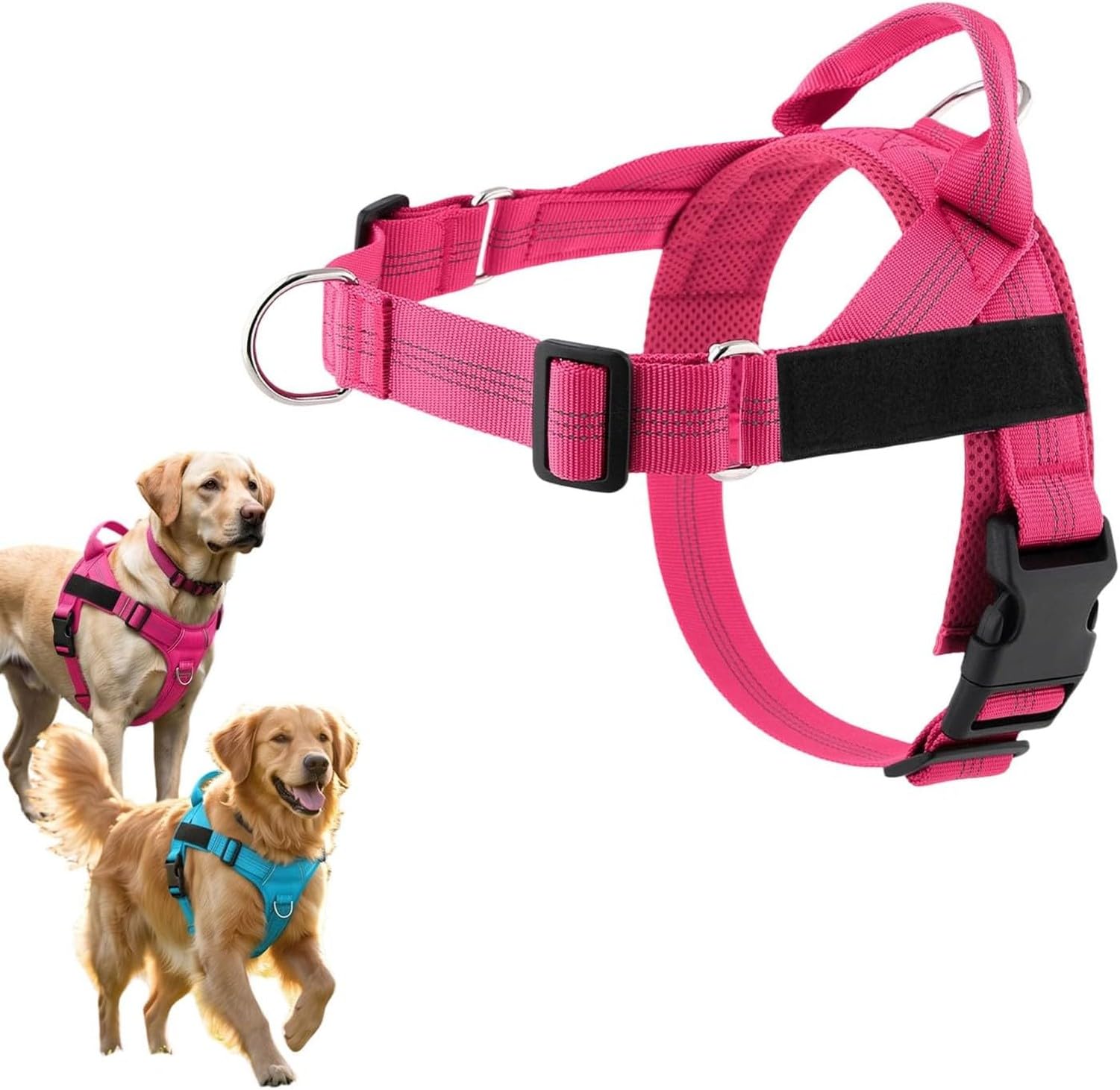 XIUNYIE No Pull Dog Harness, Adjustable Reflective Nylon Dog Vest with Easy Control Handle, Comfortable Choke Free for Small Medium Large Dogs Walking Training, #G, XL