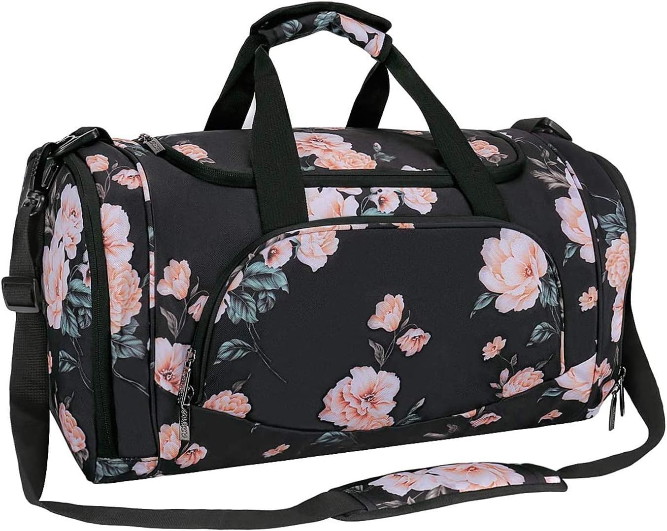 MOSISO Sports Duffel Peony Gym Bag with Shoe Compartment for Men/Women Dance Travel Weekender, Black