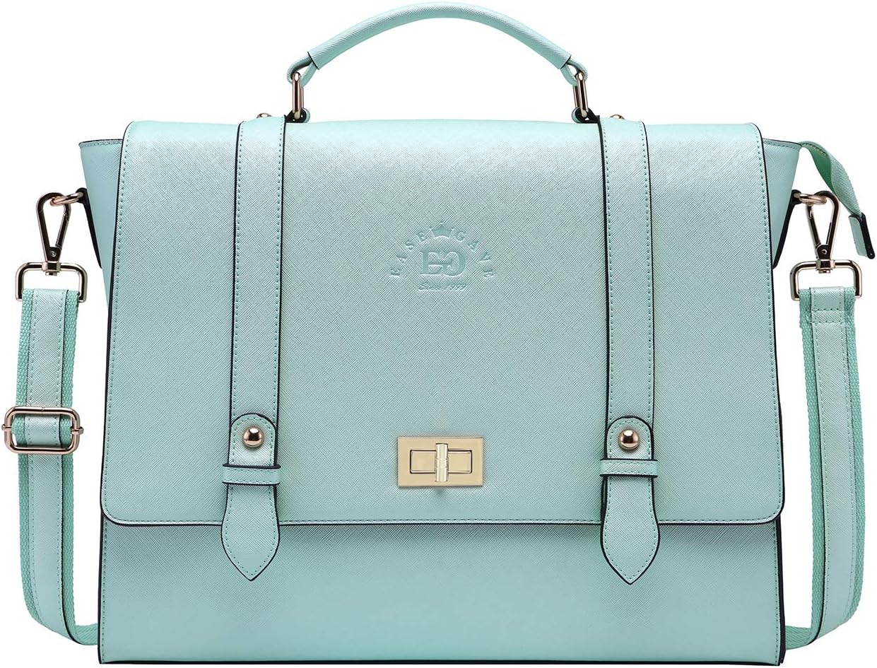 Laptop Briefcase for Women,15.6 Inch Work Tote Bag Trendy Computer Bag Business College Satchel Purse with Professional Protection Padded Compartment for Work School Travel,Mint