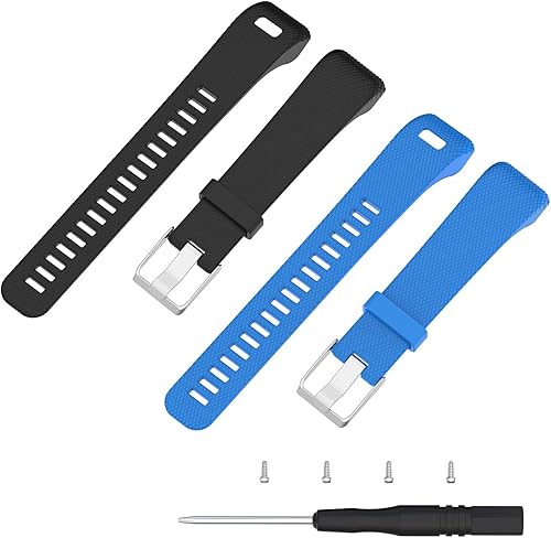 ECSEM - Correas y correas de silicona suave de repuesto compatibles solo con Garmin Vivosmart HR+ (no para Vivosmart HR) con herramienta y tornillo
