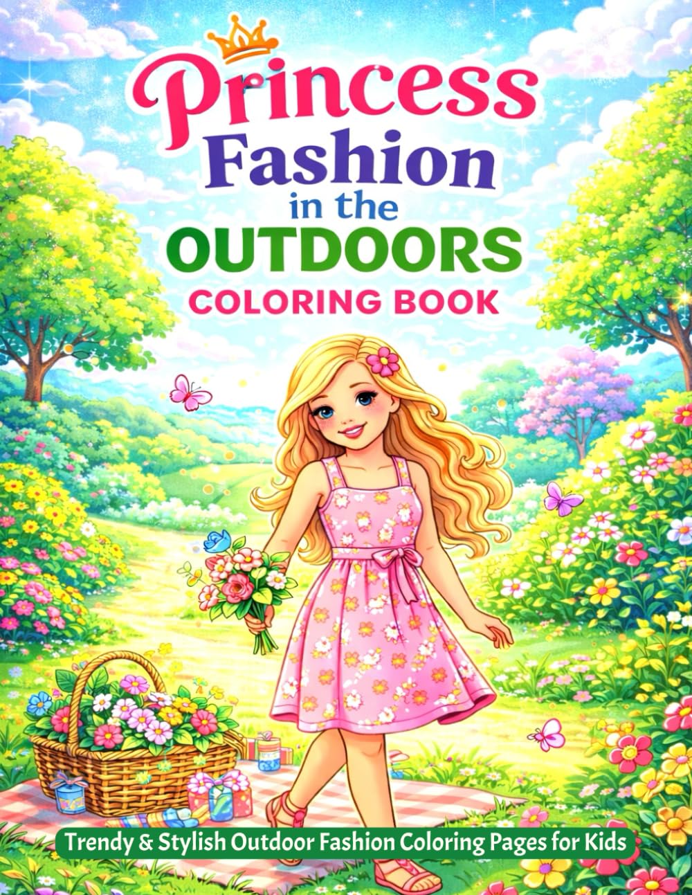 PRINCESS FASHION IN THE OUTDOORS COLORING BOOK: Trendy and Stylish Outdoor Fashion Coloring Pages for Kids