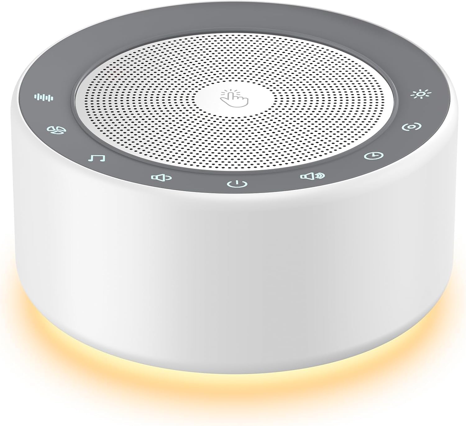 KIPCUSH Weißes Rauschgerät mit 30 High-Fidelity-Soundtracks, Sound-Maschine für Babys, Erwachsene, 7 Farben Nachtlichter, Voll-Touch-Tuch Gitter und Tasten, Timer