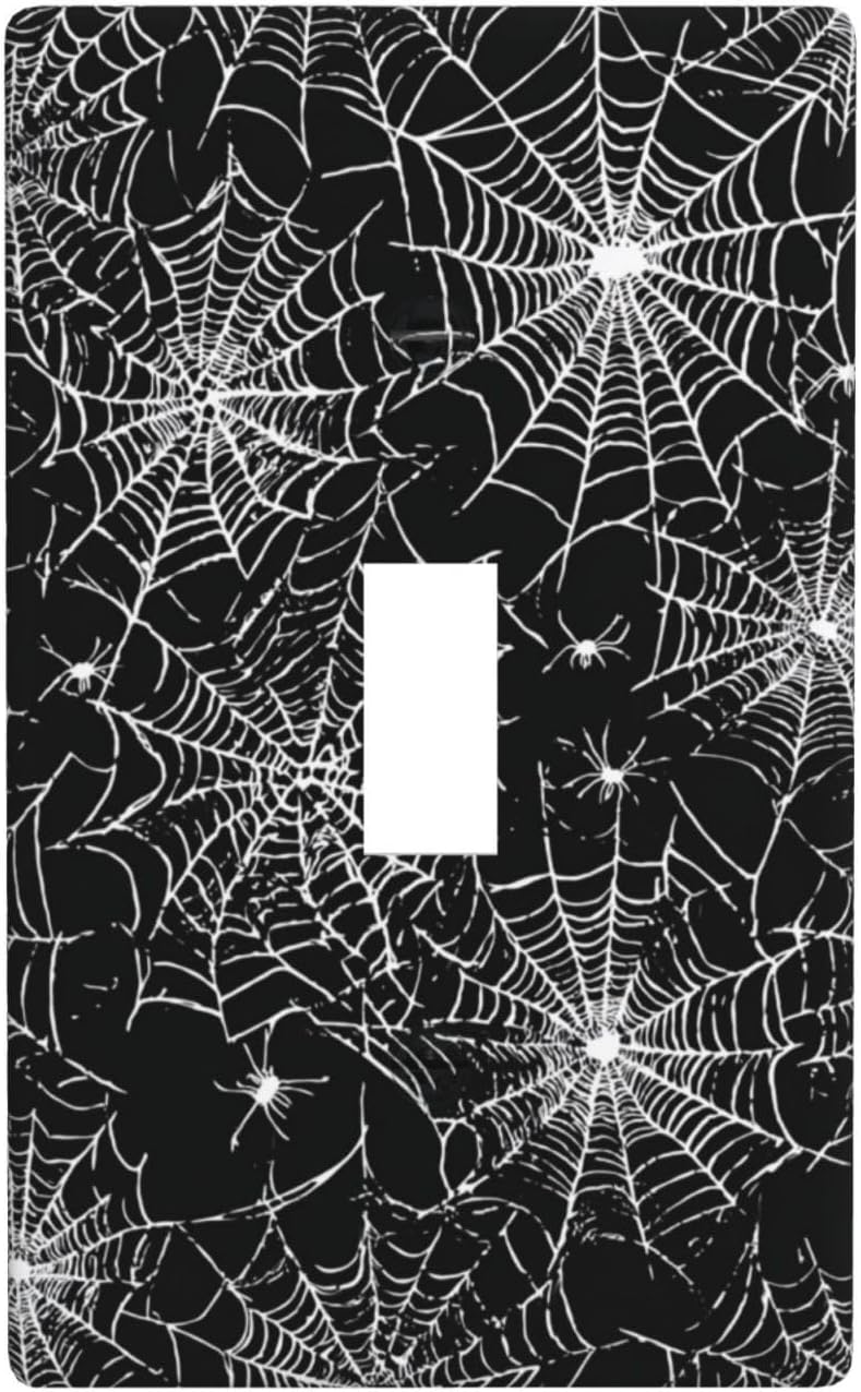 Decorative Wall Plate Halloween Spider Web Pattern Switch Cover Single Gang Toggle 4.5 x 2.76 Inch PC Plastic Electrical Receptacle for Home Depot Flat Bathroom