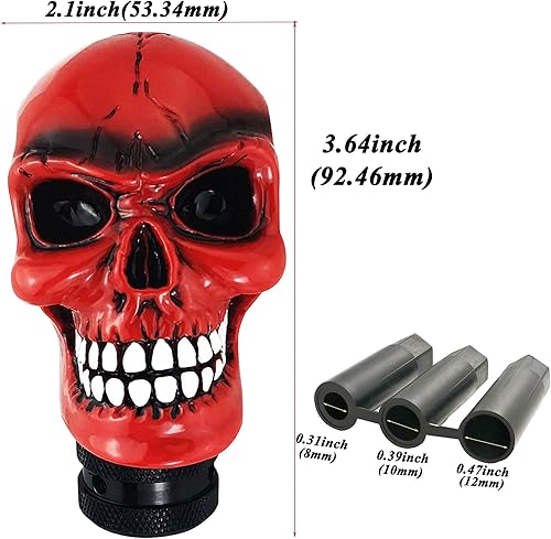 Miniatura 9 de Abfer Pomo de palanca de cambios de cráneo, pomos de palanca de cambios para automóvil, cabeza de cambio para vehículos de transporte manual