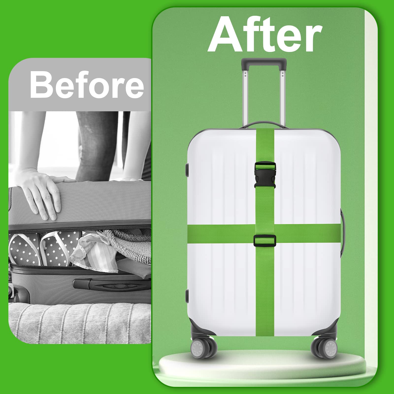 Filltown Koffergurte 4 Stück - Verstellbare Gepäckbänder Grau Für Schnelles Erkennen