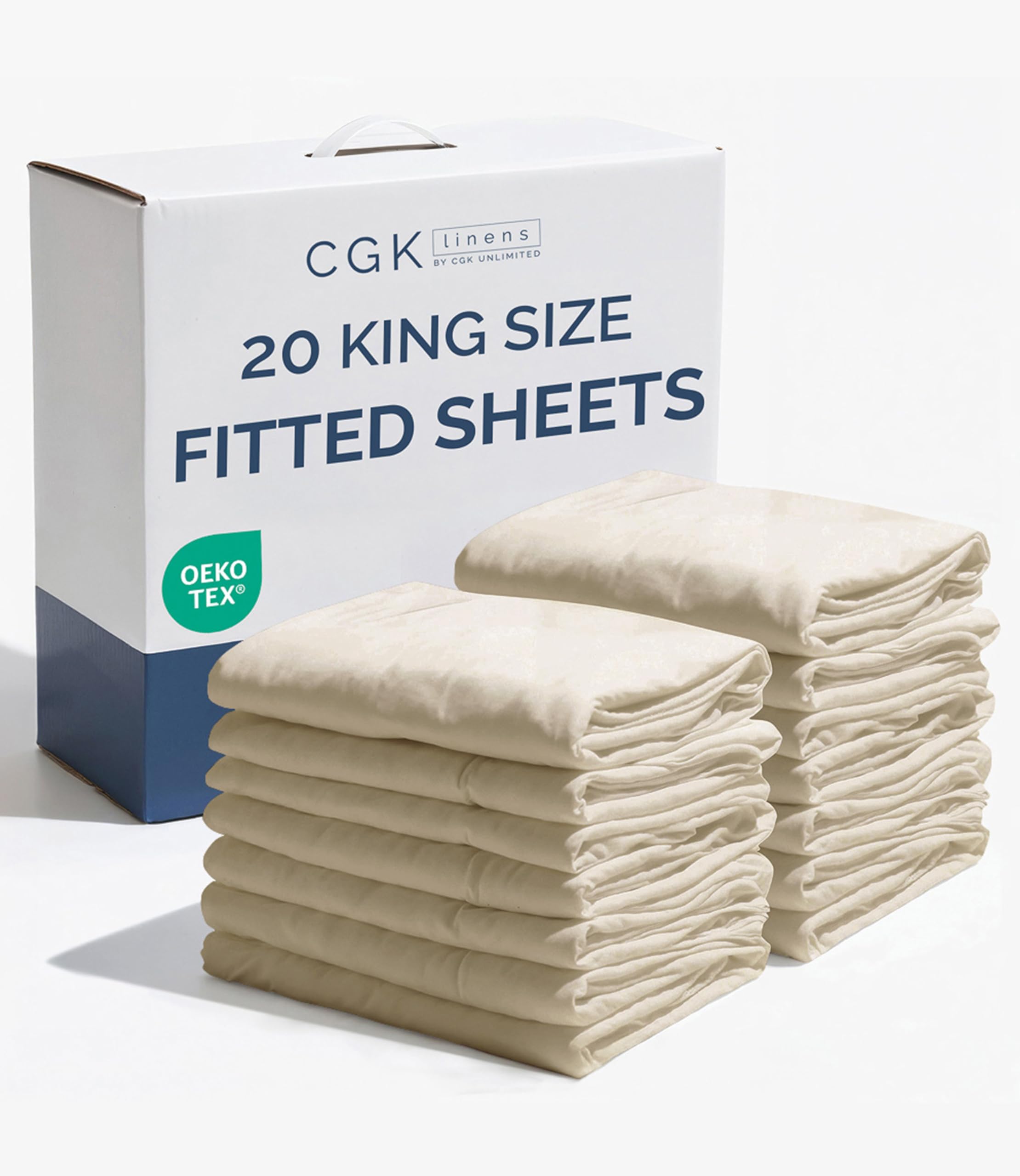 King Fitted Sheet - Single Fitted Sheet Only - 8-16" Deep Pockets - Cream