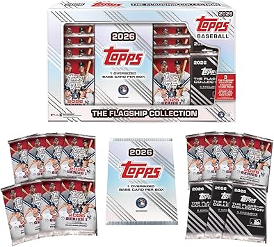 2026 Topps Baseball Series 1 Collection Box 1 Oversized Base Card per Box + 3 Exclusive 5-Card Flagship Collection Packs