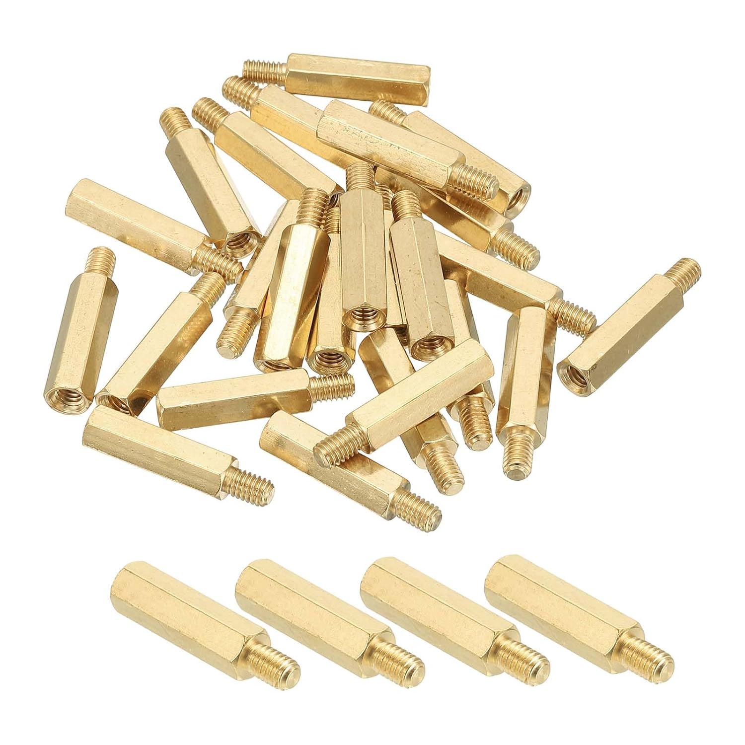 PATIKIL M4 Brass Hex Standoff, 25 Pcs PCB Motherboard Spacer Screws for Drone Quadcopter Computer Build Electronic Projects Circuit Board, Gold (M4 x 20mm+6mm)