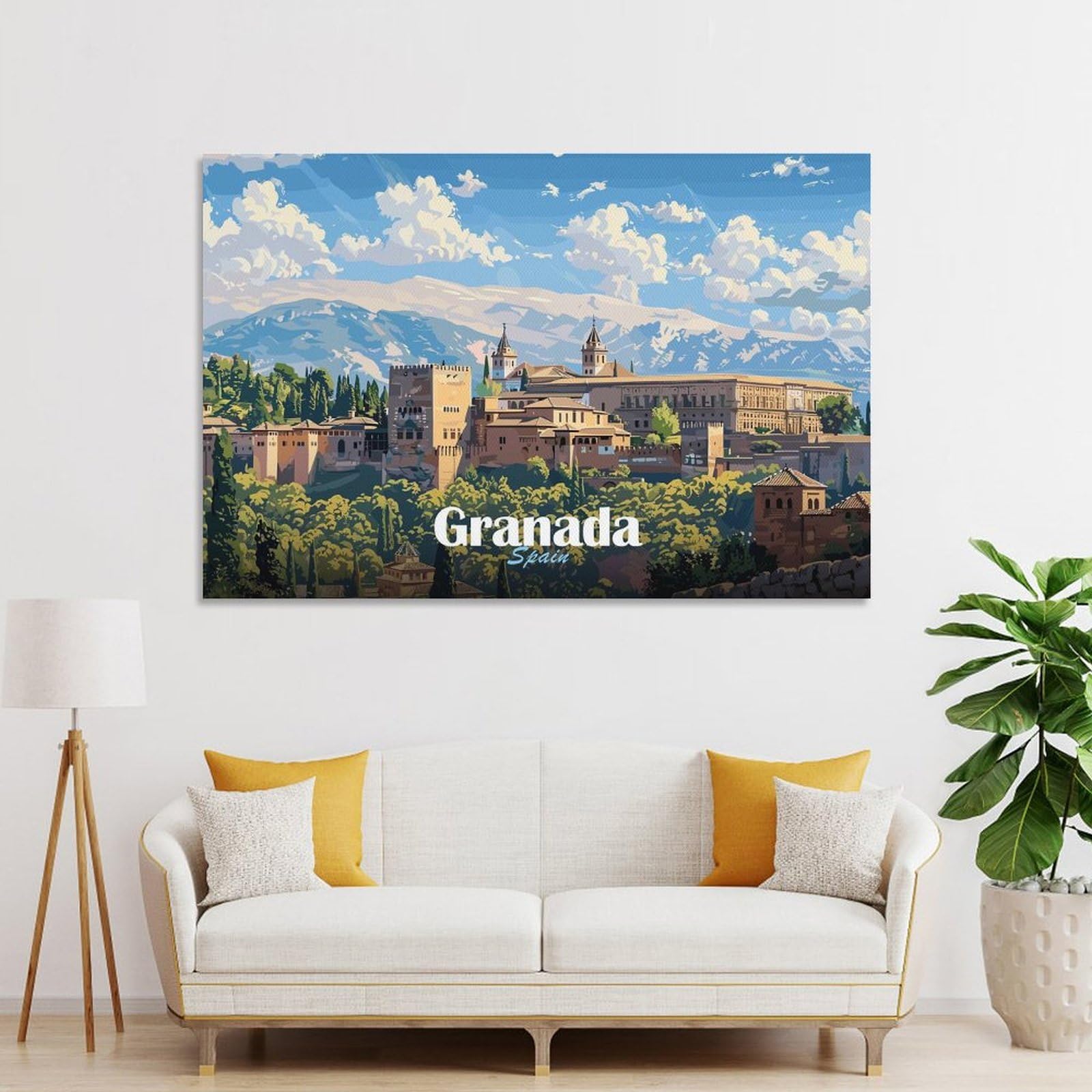Junmoney Unframe-Style-24 Wall Decor Canvas Print Granada, Spain, 20X30inch(50X75cm), For Living Spaces, Bedrooms Or Relaxed Rooms, A Home Accent With Warm Character