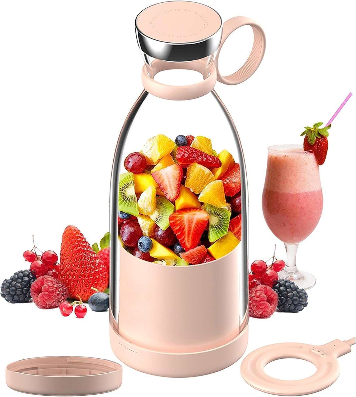 Portable Blender Personal Blender Portable Electric Juicer Kettle Bottle for Shakes, Mini Fruit Battery Rechargeable Portable USB Blender Smoothie maker Assorted Colour!