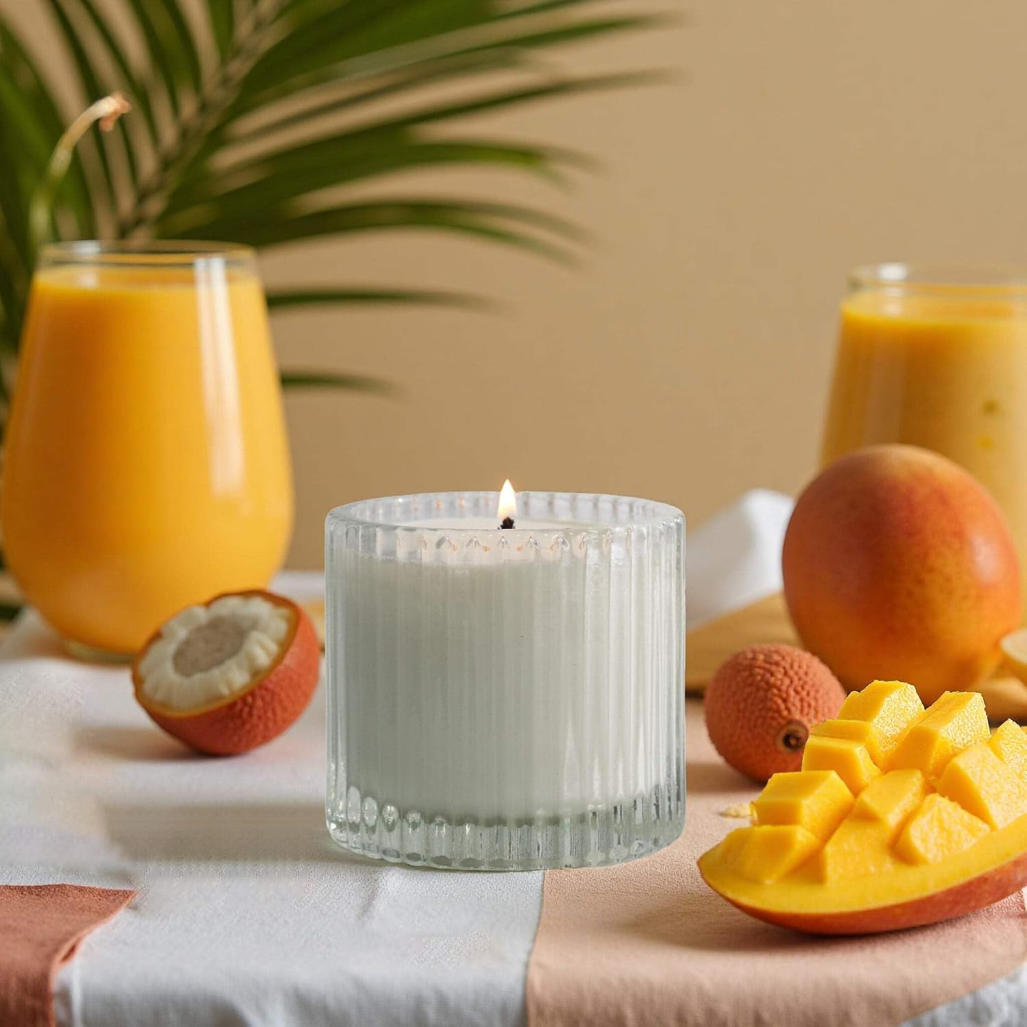 Lychee Scented Candle 280g ? Tropical Fruity Floral Soy Wax Candle, Reusable Glass Jar, Long-Lasting 40+ Hour Burn, Uplifting Home Fragrance, Luxury Gift