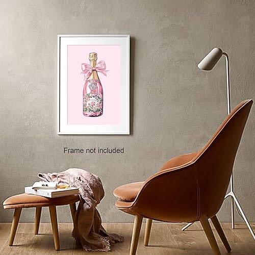 Miniatura 6 de Botella de champán rosa Chinoiserie Bar Cart Print Champagne Wall Art Retro Cocktail Poster Coquette Room Decor Femenino Preppy impresiones
