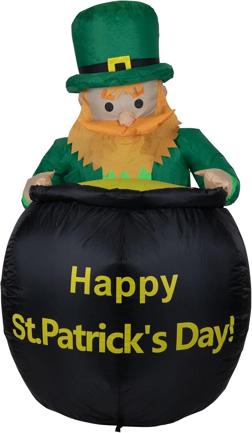 LED Lighted Inflatable Leprechaun with Pot of Gold St. Patrick's Day Outdoor Decoration - 4'
