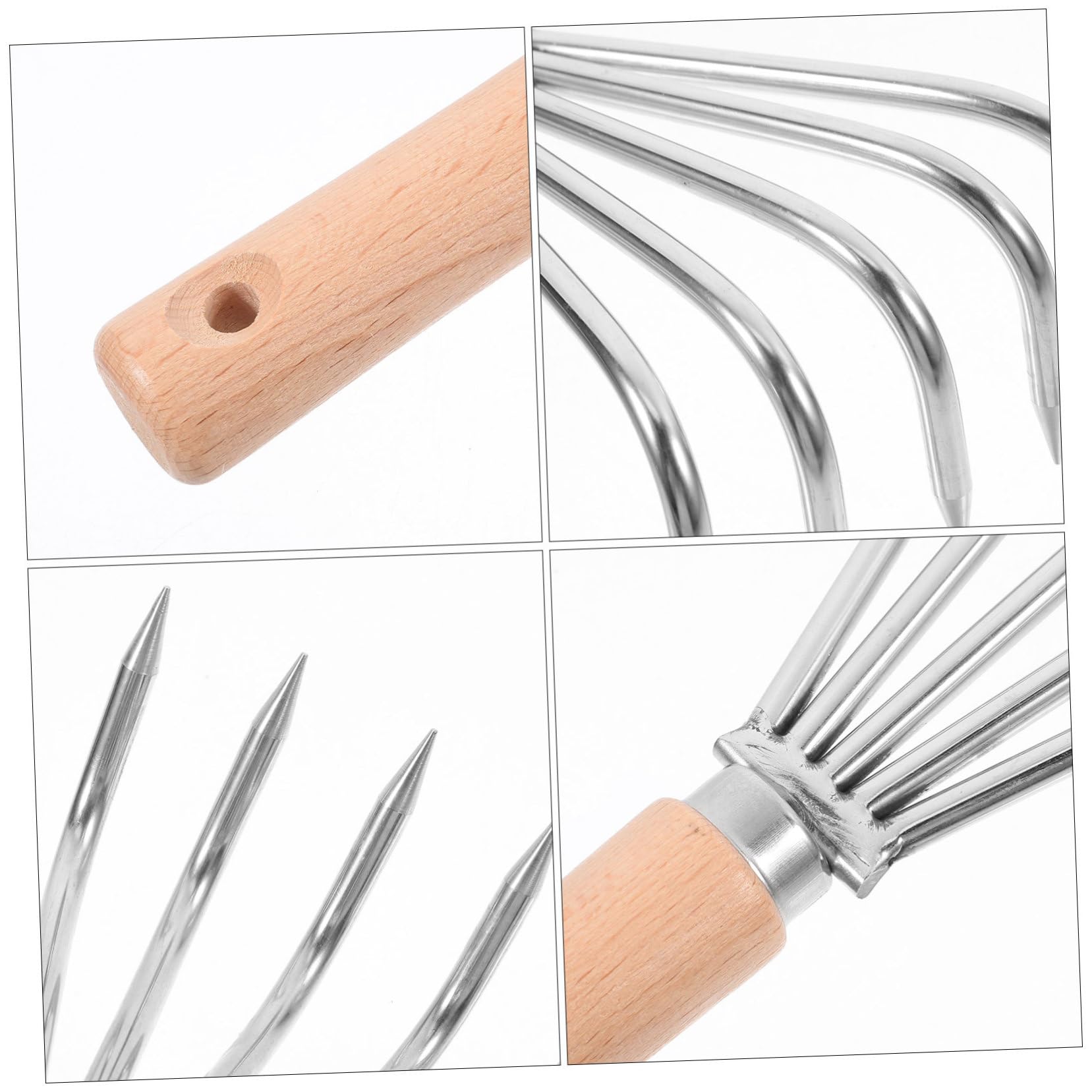 3 Stück Kleiner Handrechen mit Ergonomischem Holzgriff Gartenrechen zum Lockern von Erde Unkrautentfernung und Pflanzen Kompakt für Garten und Strandgebrauch