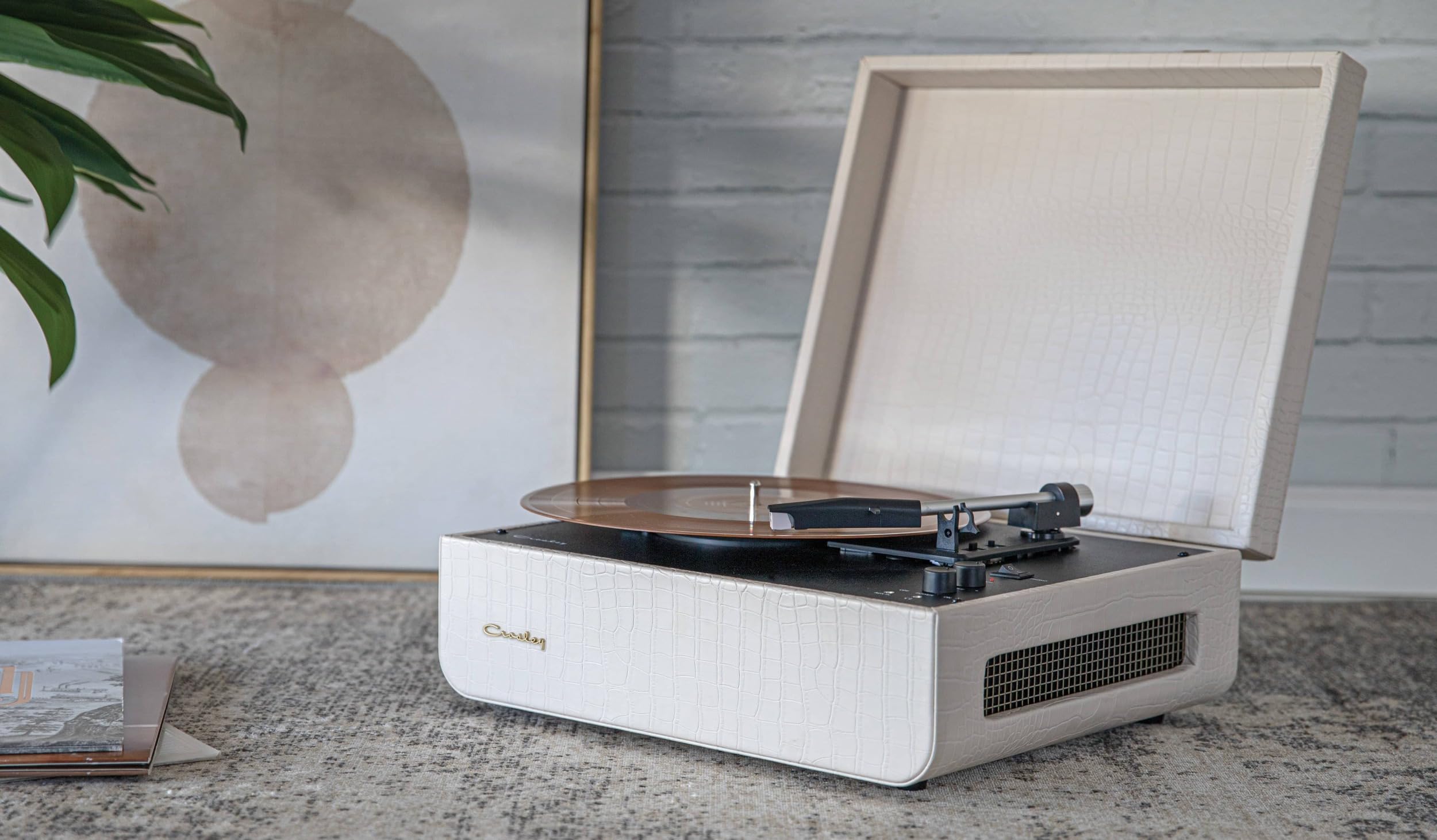 Crosley Mercury Giradischi Vinili con Bluetooth In/out - Giradischi Vintage Design - Lettore di Dischi a 3 Velocità - Per 7", 10" e 12" - Portatile con Custodia Integrata - Crema