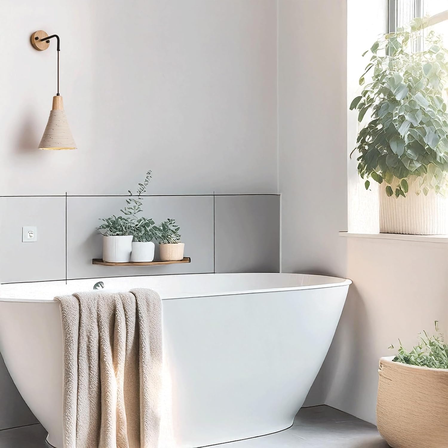 Modern Minimalist Wall Sconce Adjustable Solid Wood & Micro Cement Cone Shade for Bedroom Bedside Living Room Café Study Dining Room Hallway Cafe Studio Decorative Ambient Lighting Fixture