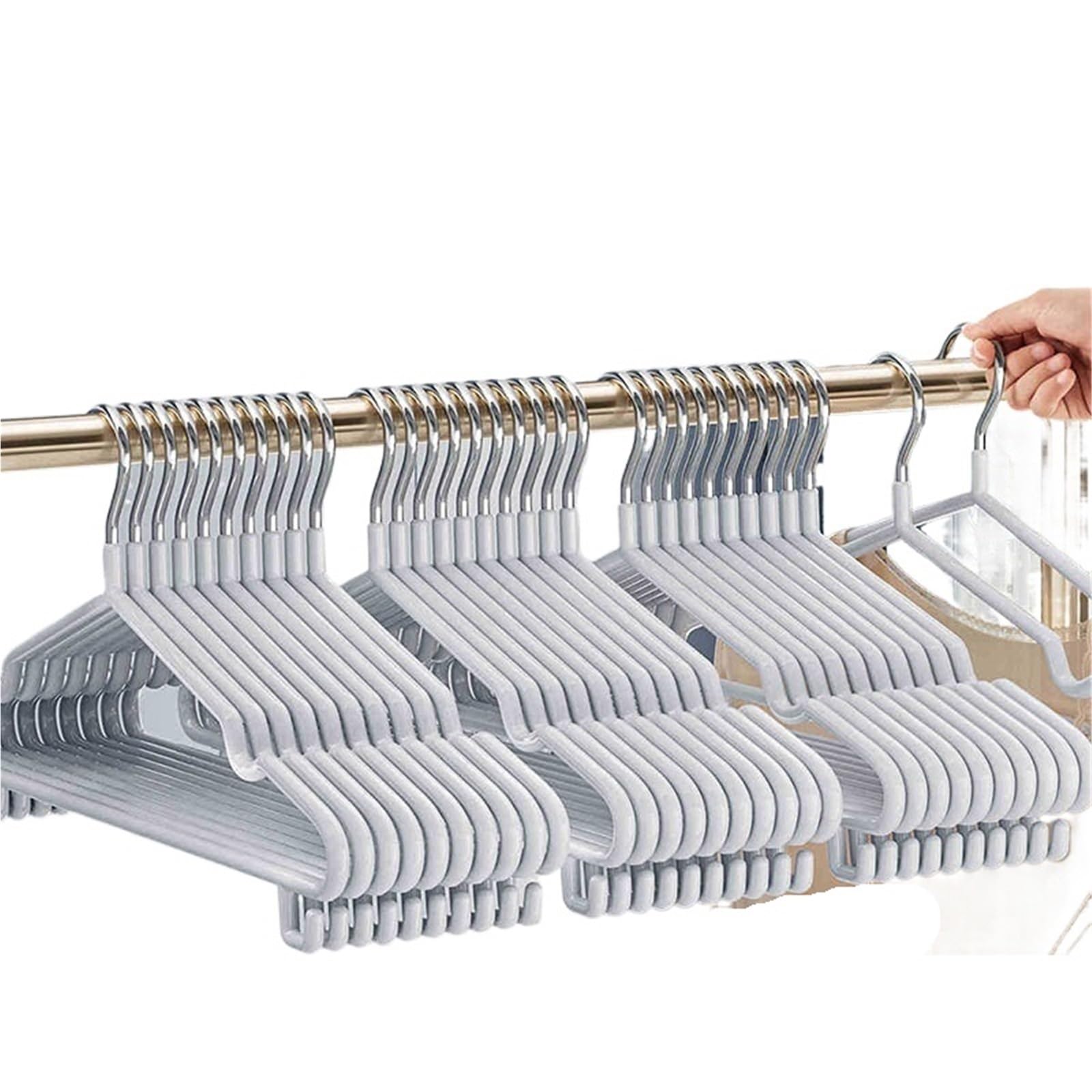 Hangers Hangers 10pcs Non-Slip Coated With Hooks Suit Coat Metal For Clothes No Trace Pant Hanging Hanger With Round Notches(Light Grey)