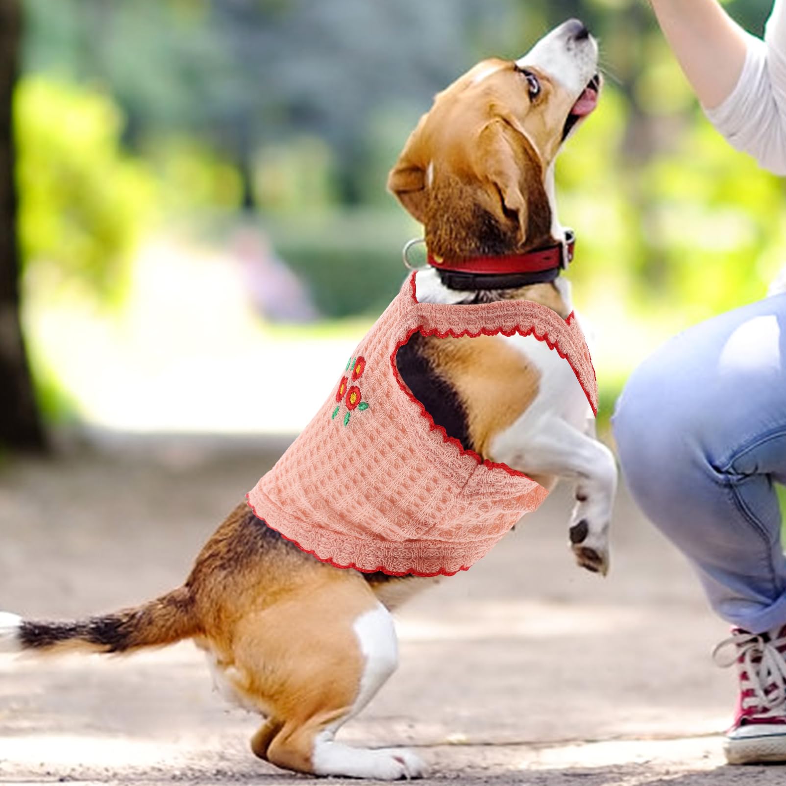 Niedliches Hunde-Shirt Mit Sonnenblumen – Atmungsaktives Baumwoll-Shirt Für Welpen & Kleine Hunde, In Rosa