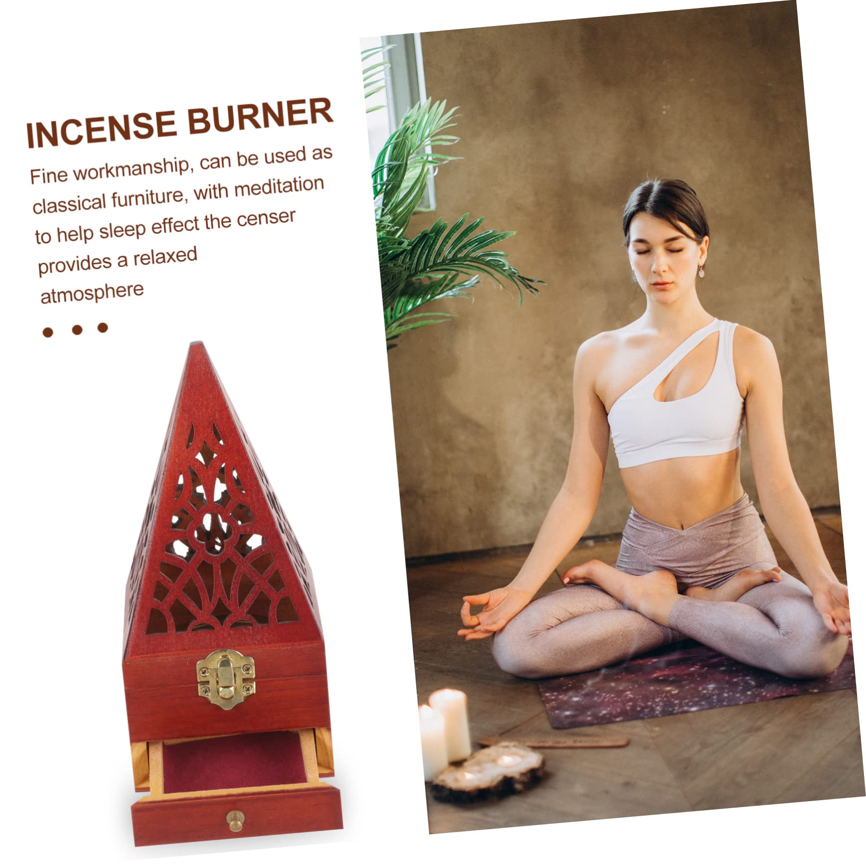 Alipis 3 Stück Holz Räuchergefäß Kreativer Pyramideneffekt mit Schublade für Zuhause und Restaurant für Weihrauch und Aromatherapie aus Hochwertigem Holz Gefertigt