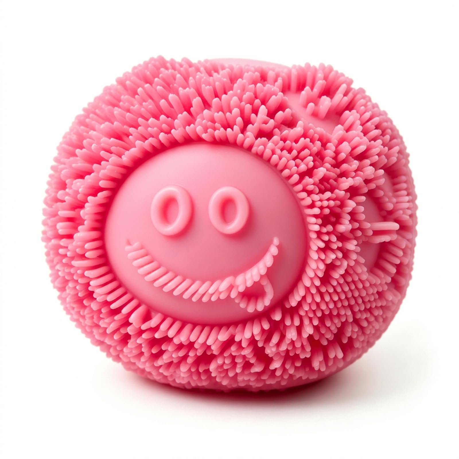 Fuzz Ball Squishy Smiley Face Pink, Pocket Size for Relaxation, Soft Ball for Adults at Work