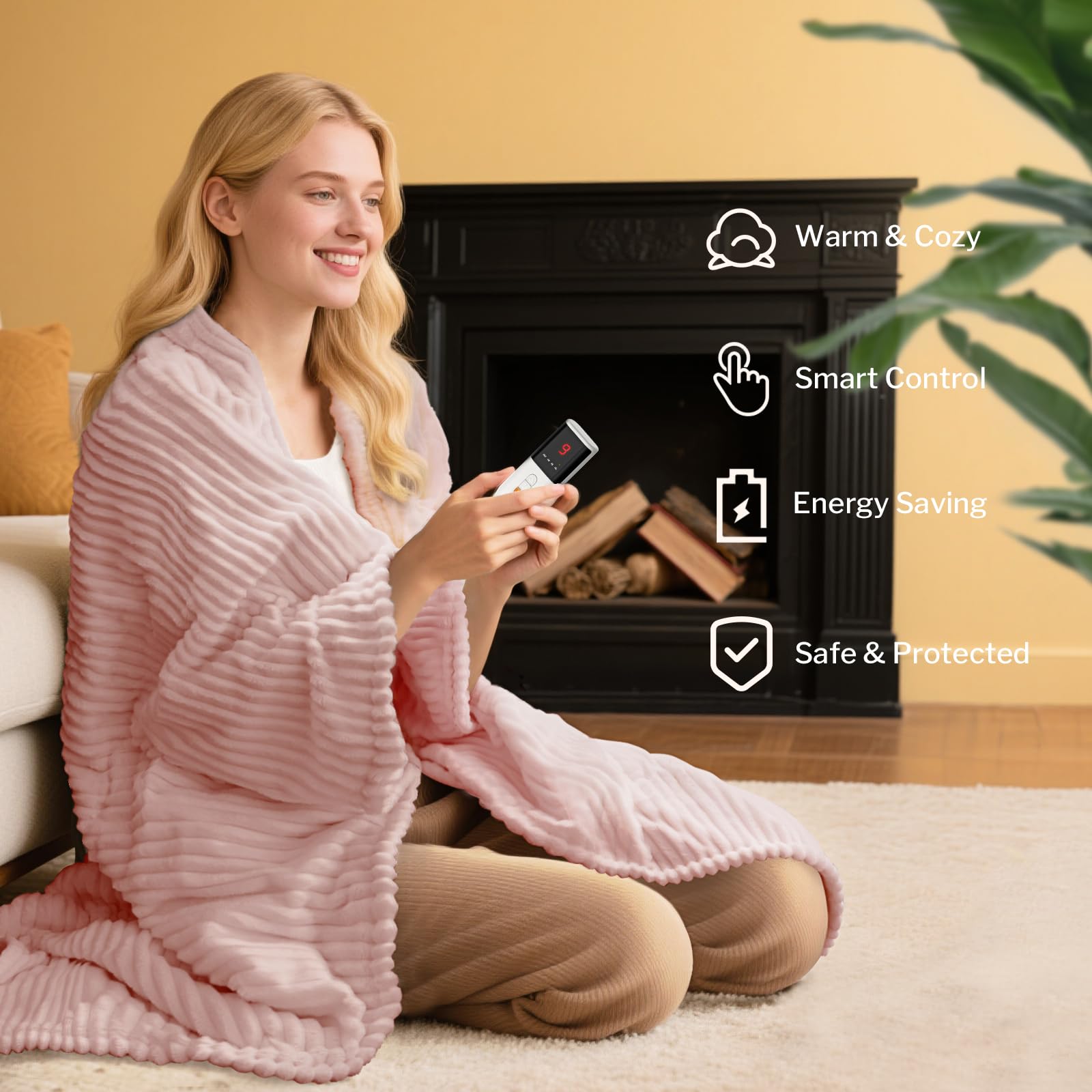 HOMLYNS Electric Heated Blanket Throw - Image 3