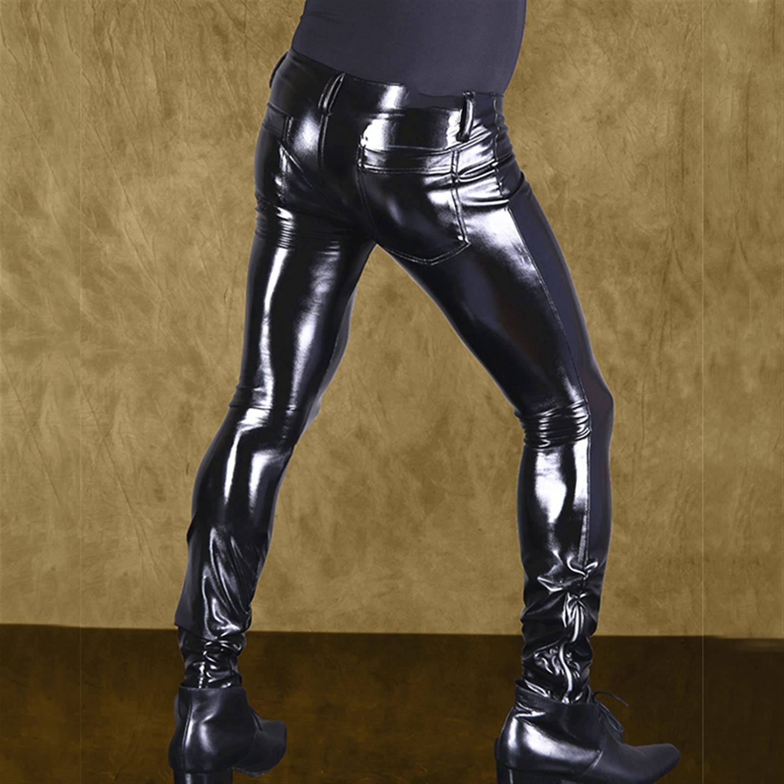 Amazon.co.jp: High Elasticity Pencil Pants Faux Leather Pants 