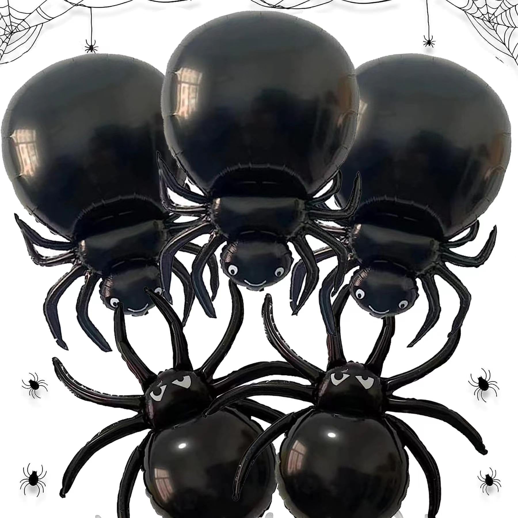 Halloween Spider Foil Balloons Halloween Party Decorations 5PCS Giant Black Spider Balloons for Kids Party Decor New Year Party Decoration