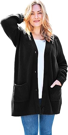 Womens black cardigan sweater plus size Clearance