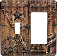 Vista 137 de Cubierta de interruptor de luz basculante de palanca de 2 bandas con textura de tablón rústico, diseño floral de mariposa y margarita