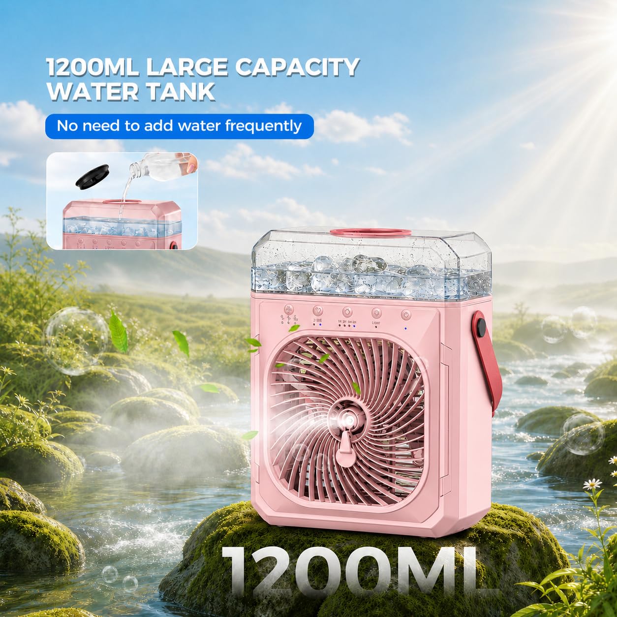 Ausic Ventilador de escritorio para oficina y dormitorio (rosa)