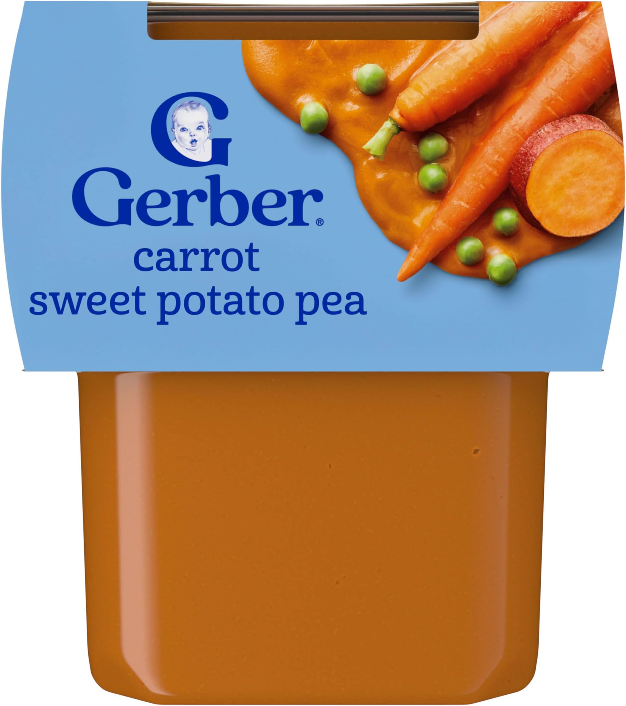 Gerber Stage 2 Carrot Sweet Potato Pea Baby Food, 4 Oz, 16 Pack