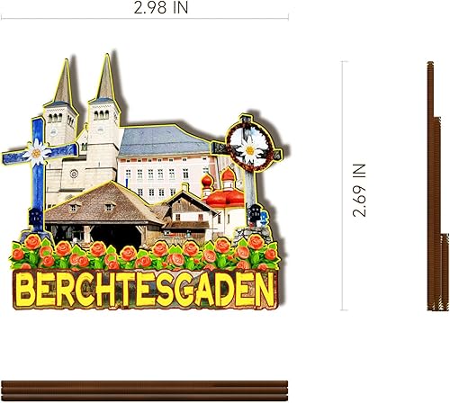Miniatura 3 de Alemania Berchtesgaden - Imán de madera 3D para nevera, recuerdos coleccionables, decoración hecha a mano, artesanías 2