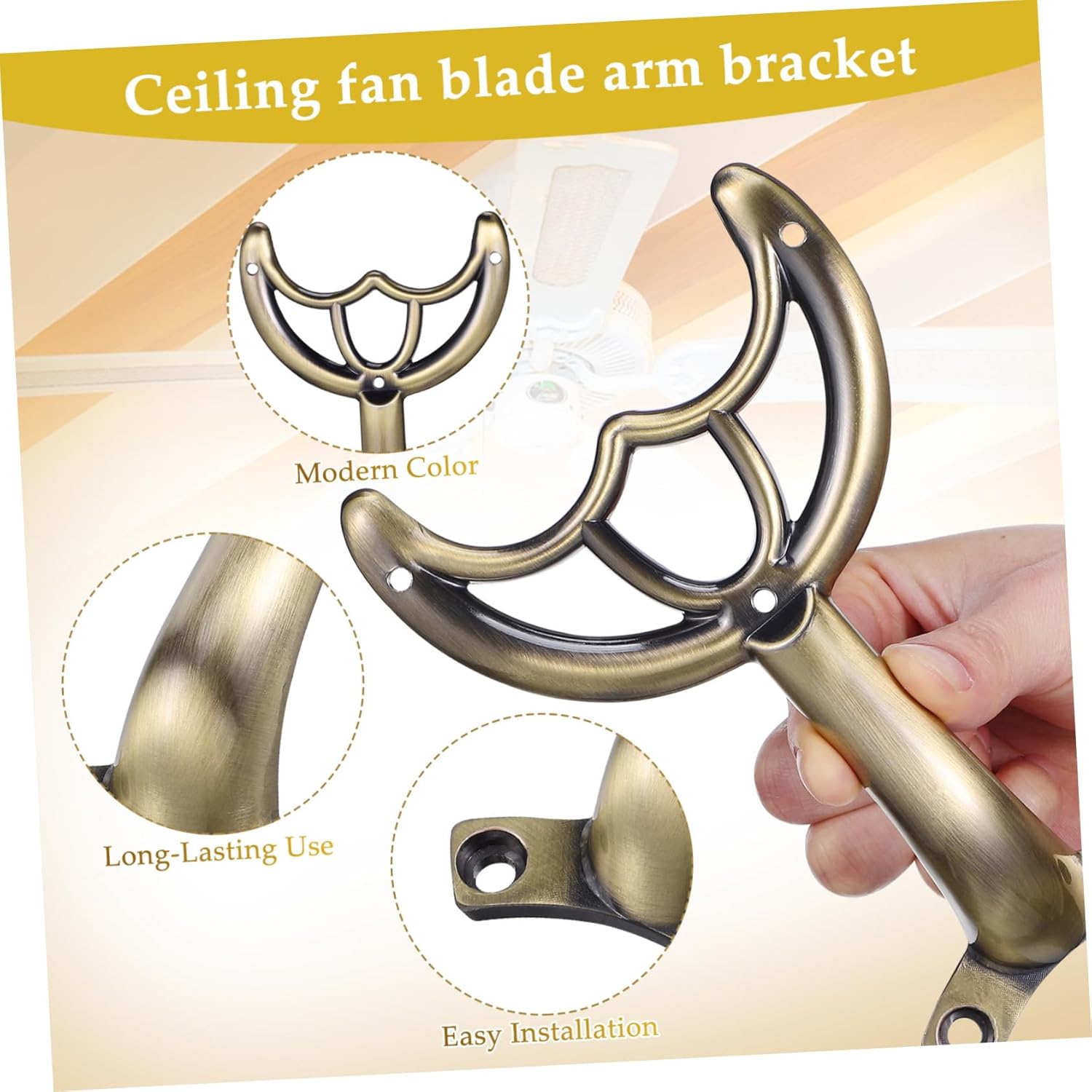 Cabilock Fan Blade Support Rod Replacement Ceiling Fan Brackets 6.69X4.33X1.77 Inch Metal Arm Holder for Home and Dorm Repair